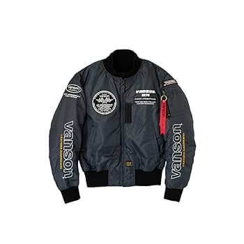 Amazon.co.jp: [バンソン] MA-1ジャケット グレー/ホワイト 3XL